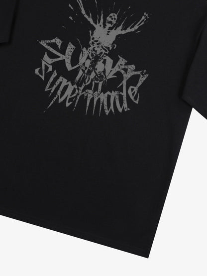 THE SUPERMADE TRENDY STREET OLD-FASHIONER SKULL PRINT T-SHIRT 