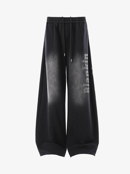 Distressed Gradient Drawstring Wide Leg Pants 
