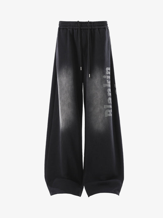 Distressed Gradient Drawstring Wide Leg Pants 