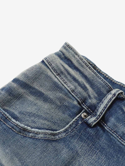 Washed Panel Seam Flare Jeans