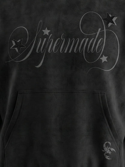 Belt Detail Suede Hoodie