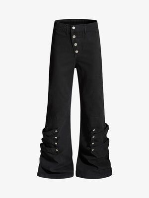 Detachable Multi-Button Flared Casual Flare Pants 