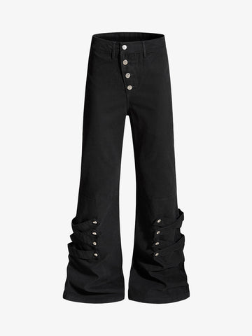 Detachable Multi-Button Flared Casual Flare Pants 