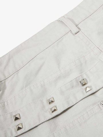 Detachable Back Panel Riveted Pants 