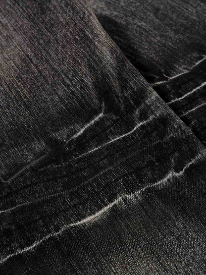 Paint Splatter Washed Wide Leg Denim Jeans