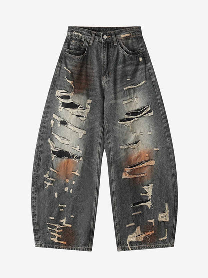 Distressed Ripped Detail Baggy Jeans