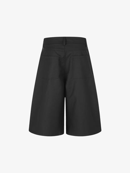 Multi-Button Diagonal-Placket Tailored Shorts