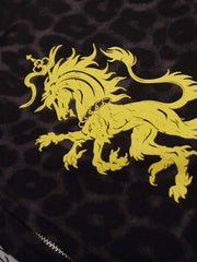 Lion Graphic Leopard Stripe Zip Hoodie