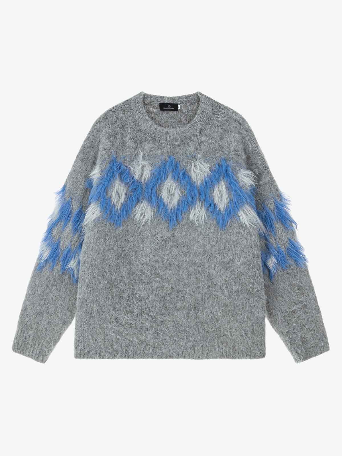 Cozy Knit Sweater with Geometric Pattern for Fall and Winter 