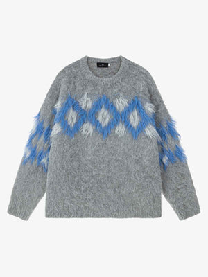 Cozy Knit Sweater with Geometric Pattern for Fall and Winter 