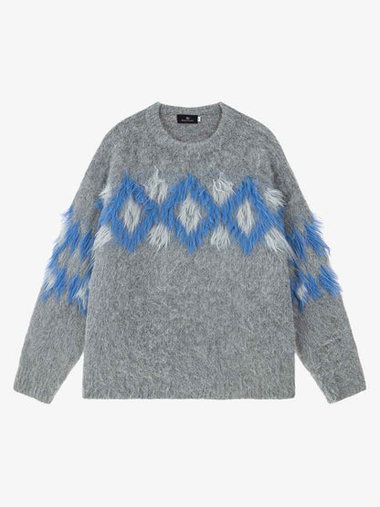 Cozy Knit Sweater with Geometric Pattern for Fall and Winter 