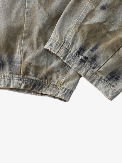 Denim Tie-Dye Wide-Leg Cropped Pants for Women High Waist Loose Fit Summer Casual Fashion 