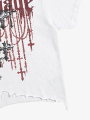 T-shirt court en coton à ourlet brut
