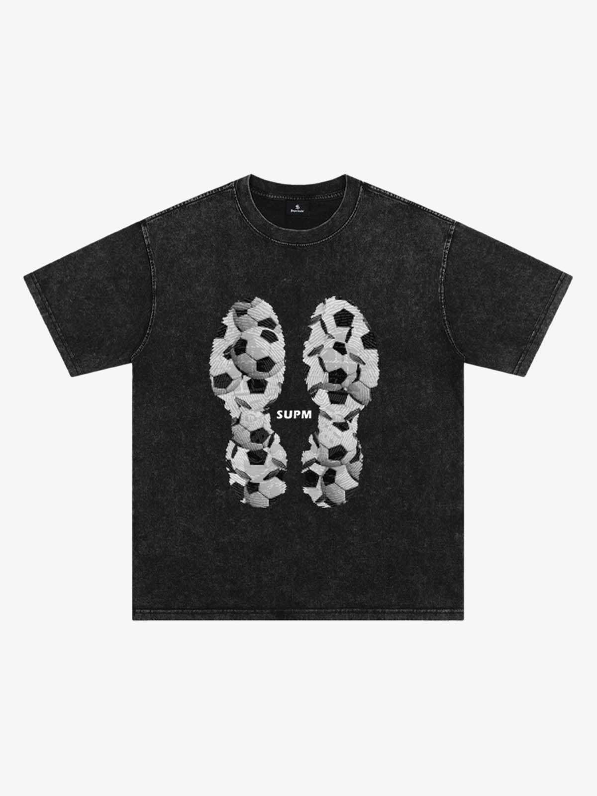 Soccer Ball Footprint Graphic T-Shirt 