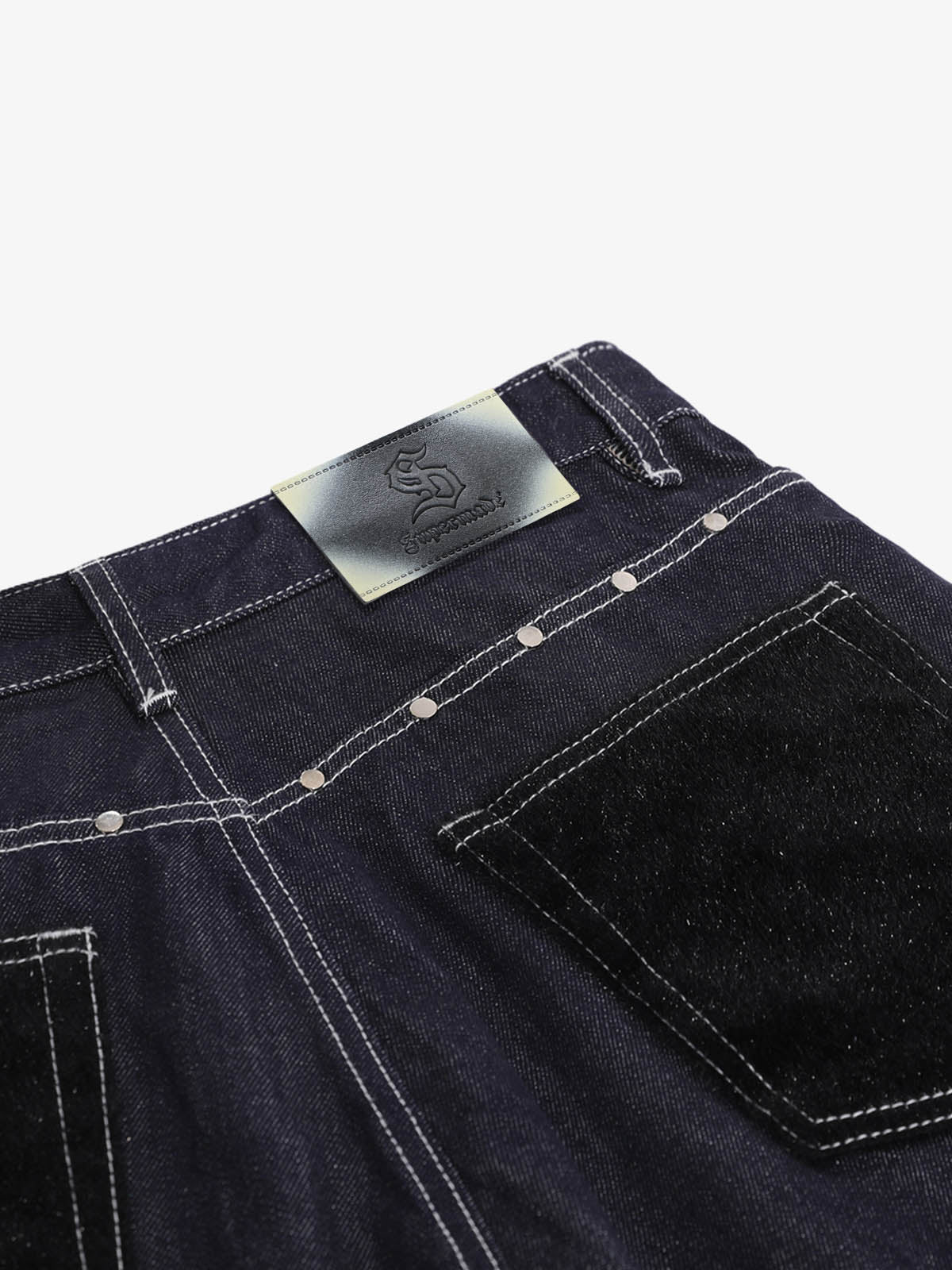Vintage Contrast Stitch Wide Leg Denim Jorts 