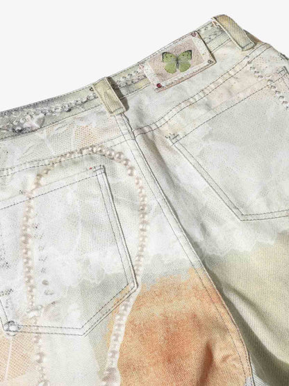 Embellished Wide-Leg Jeans with Unique Artistic Design for Fashion Lovers 