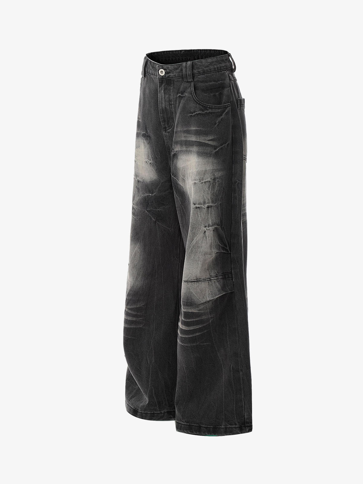 Vintage Washed Distressed Flared Jeans 