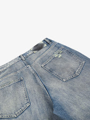 Whisker-Faded Washed Jeans