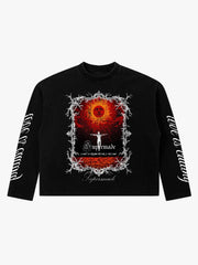 Thorn Silhouette Graphic Washed Waffle Long Sleeve Tee