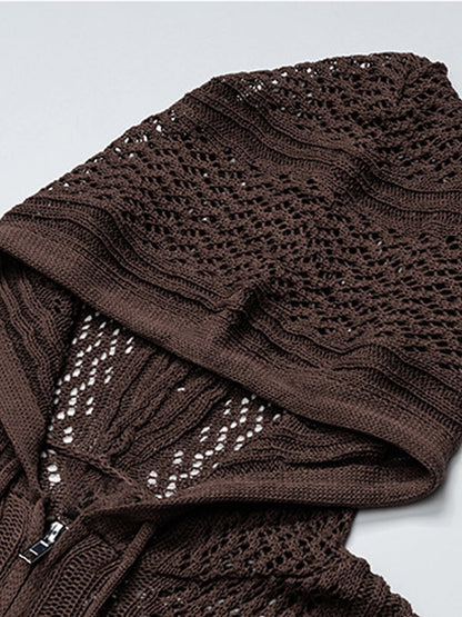 Stylish Hooded Crochet Knit Jacket for Women - Perfect for Casual and Fashionable Looks 