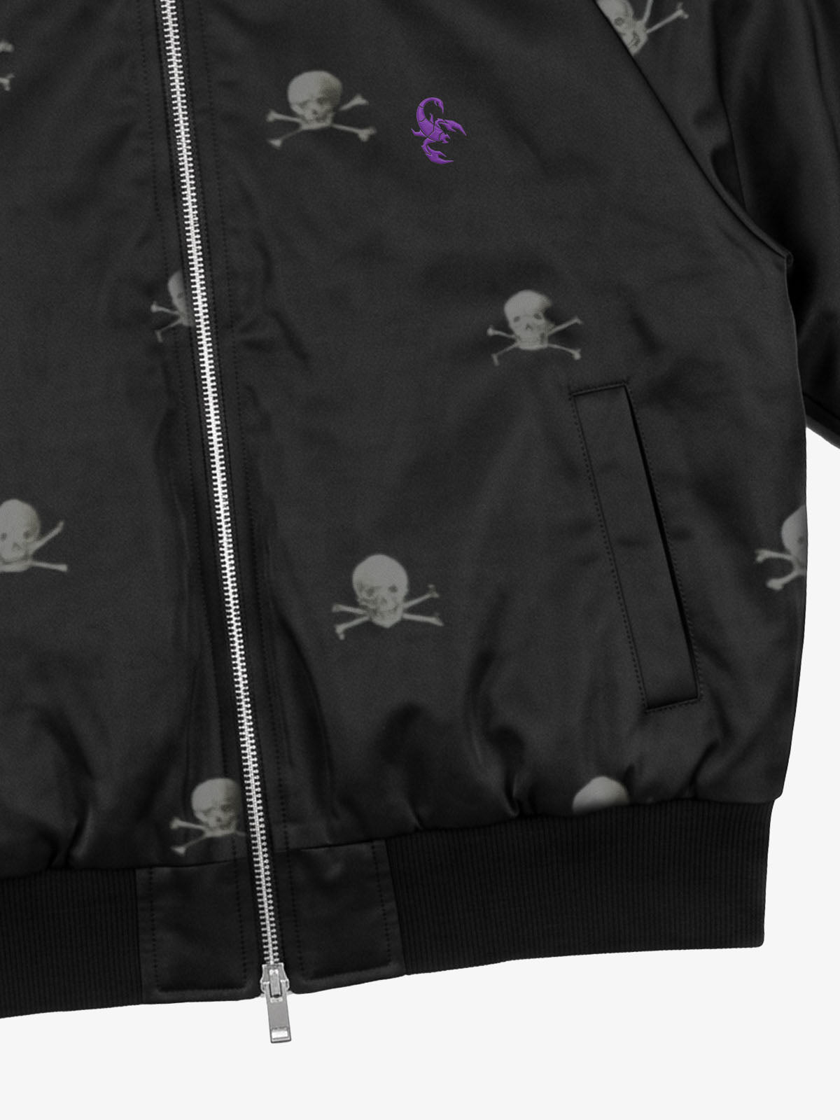 All-Over Skull Graphic Zip Bomber Jacket