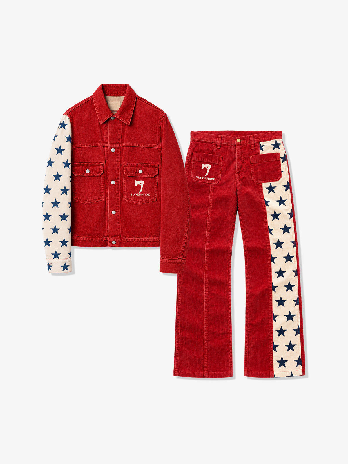 Street-style Colorblock Corduroy Casual Set