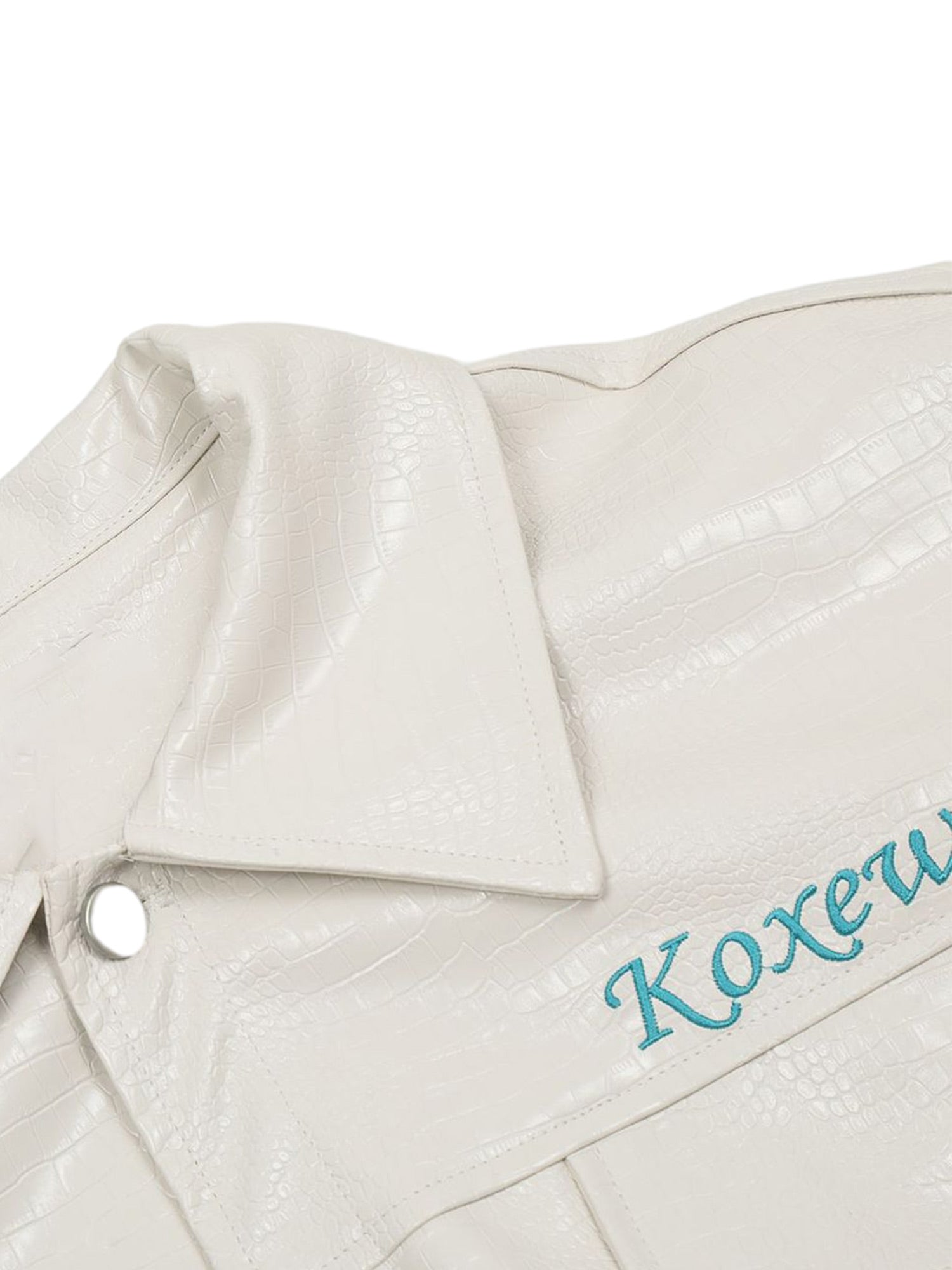 Thesupermade Star Embroidered PU Leather Jacket - 2358