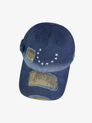 Distressed Camo Patch Embroidered Hat