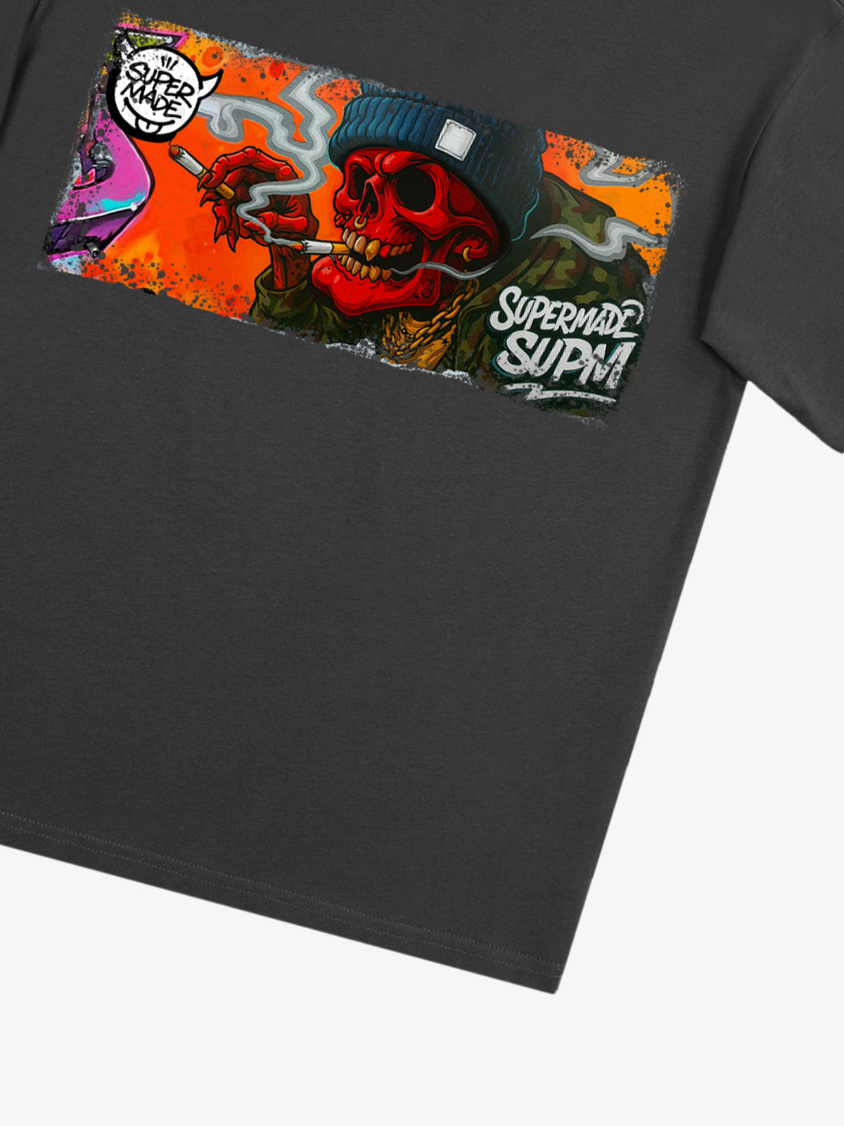 Thesupermade Distressed Blood Red Skull Graffiti T-shirt 