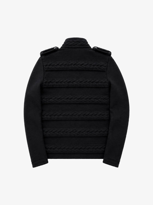 Royal-style Cable-knit Zip-up Jacket
