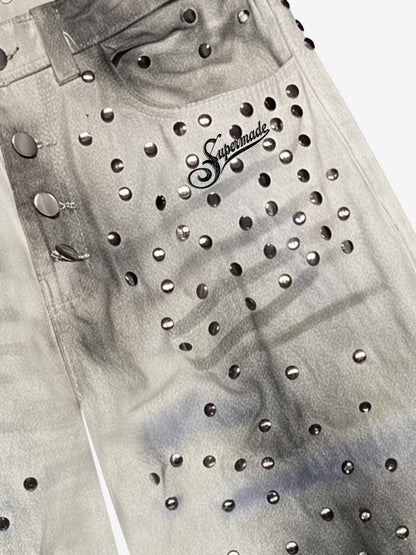 Scorpion Studded Acid Wash Jeans