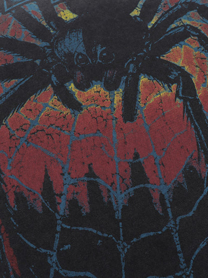 Spider Comic White Ink Print T-shirt 