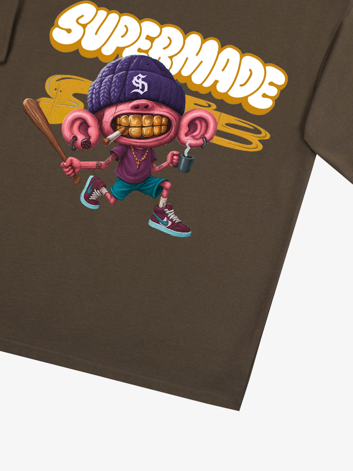 Thesupermade Cartoon Graffiti Baseball Cool Boy T-shirt 