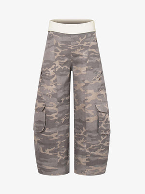 Contrast Waist Camo Cargo Pants 