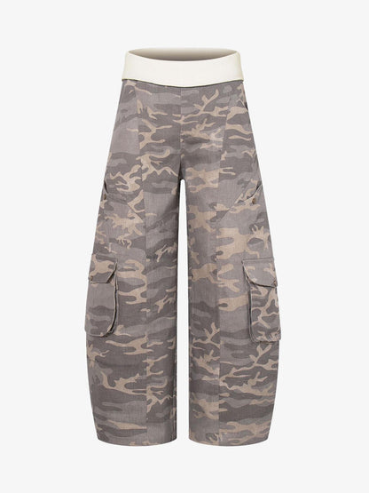 Contrast Waist Camo Cargo Pants 