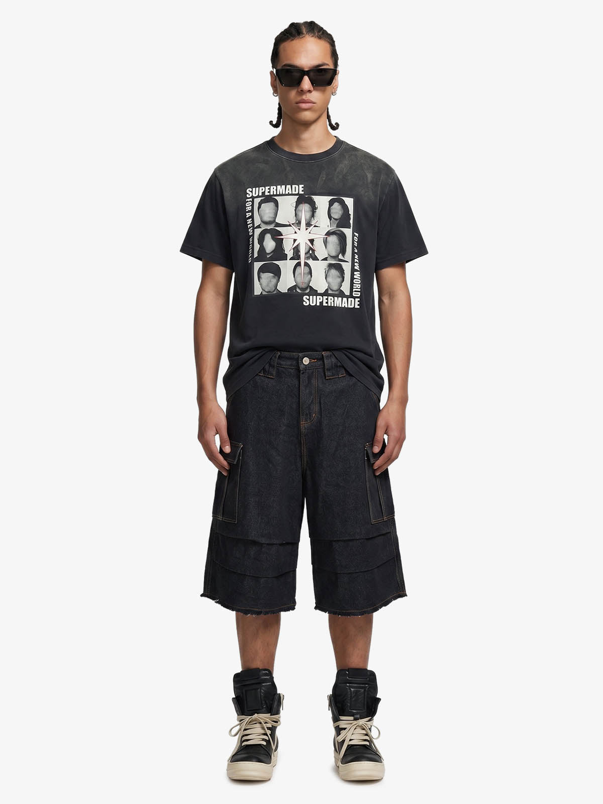 Vintage Contrast Stitch Cargo Shorts