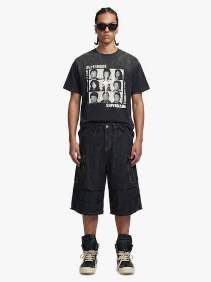 Vintage Contrast Stitch Cargo Shorts