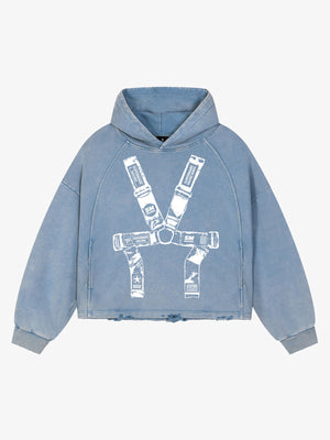 Sweat à capuche effet vieilli délavé avec ceinture de sécurité Racing