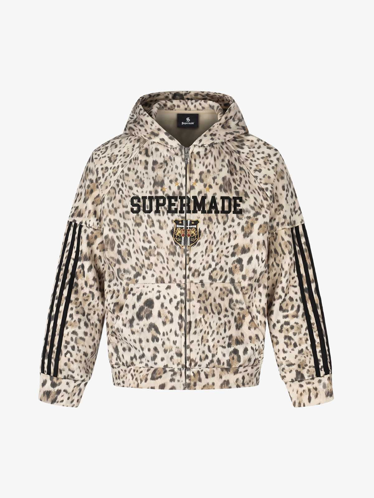 Leopard Graphic Stand-Collar Zip Jacket