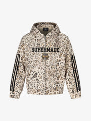 Leopard Graphic Stand-Collar Zip Jacket