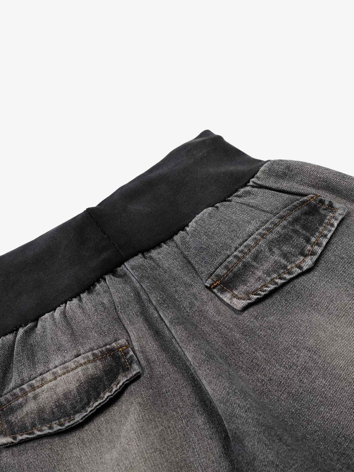 Gerippte Bootcut-Jeans mit umgeschlagenem Bund