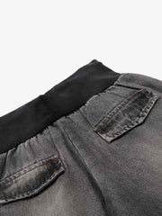 Gerippte Bootcut-Jeans mit umgeschlagenem Bund