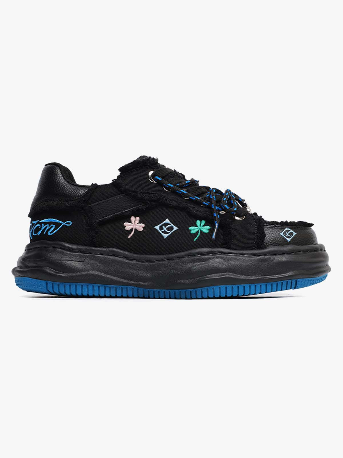 Thesupermade American Retro Patch Raw Edge Embroidered Floral Dissolving Shoes 