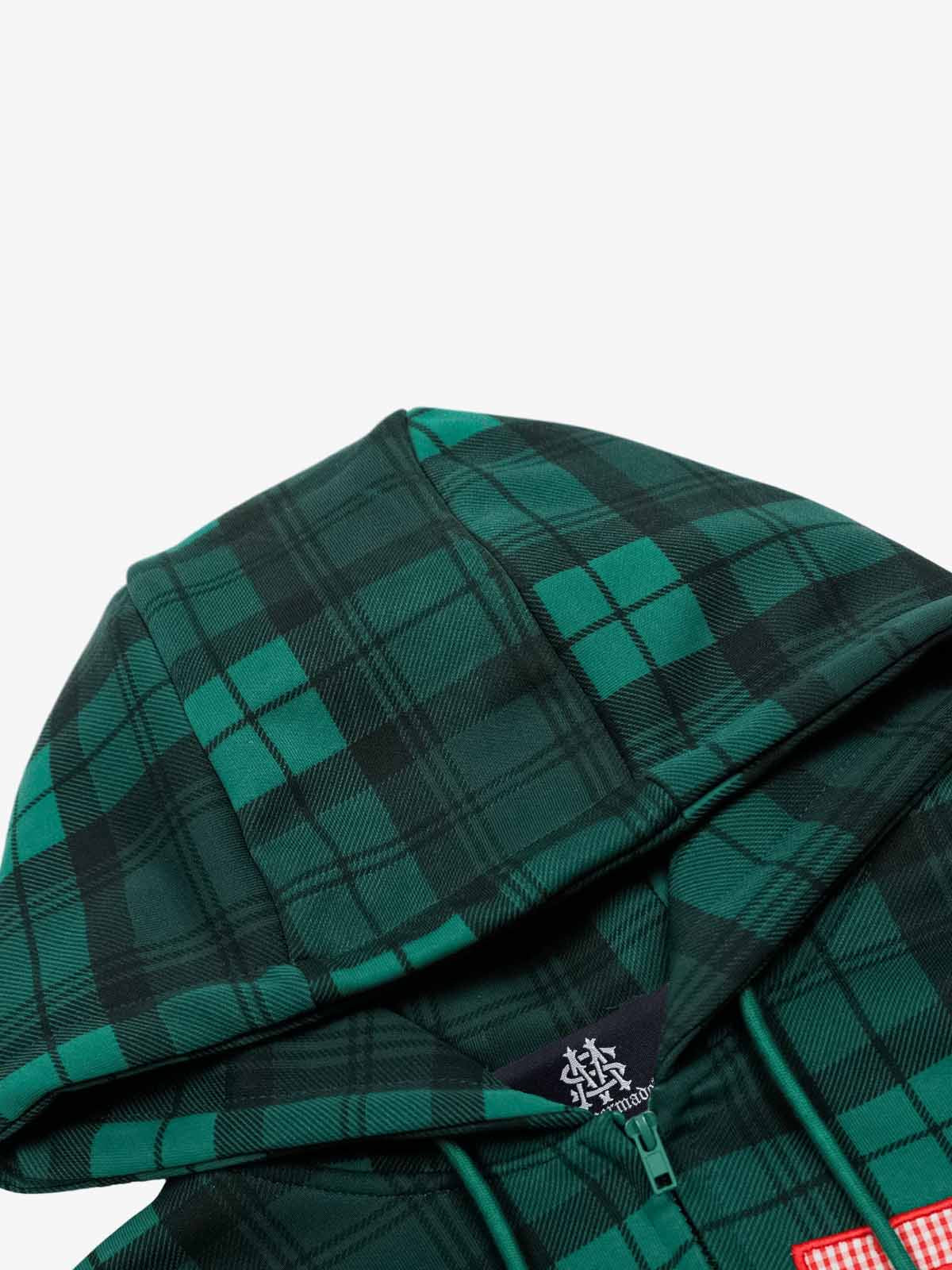 Plaid Hooded Jacket with Bold Lettering for Casual Style 