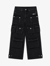 3D Multi-Pocket Wide-Leg Cargo Jeans