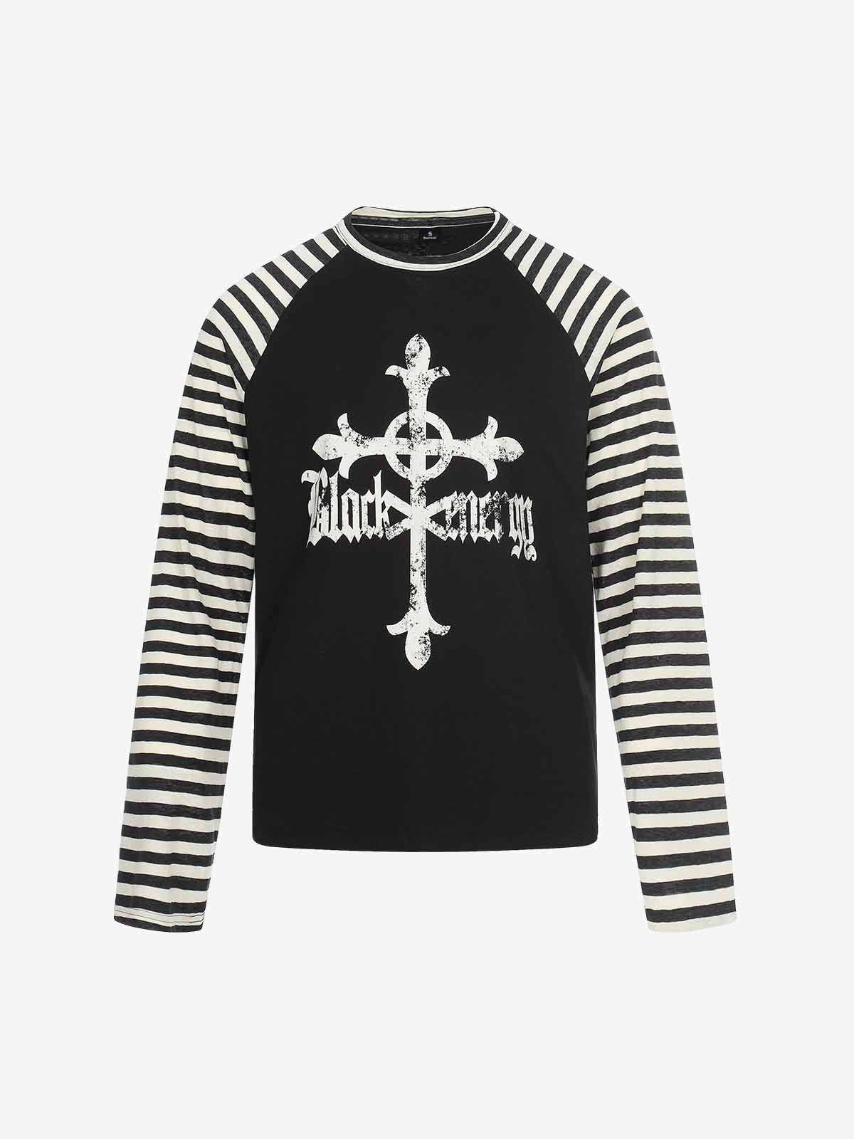 Cross Graphic Stripe Raglan Long Sleeve T-Shirt