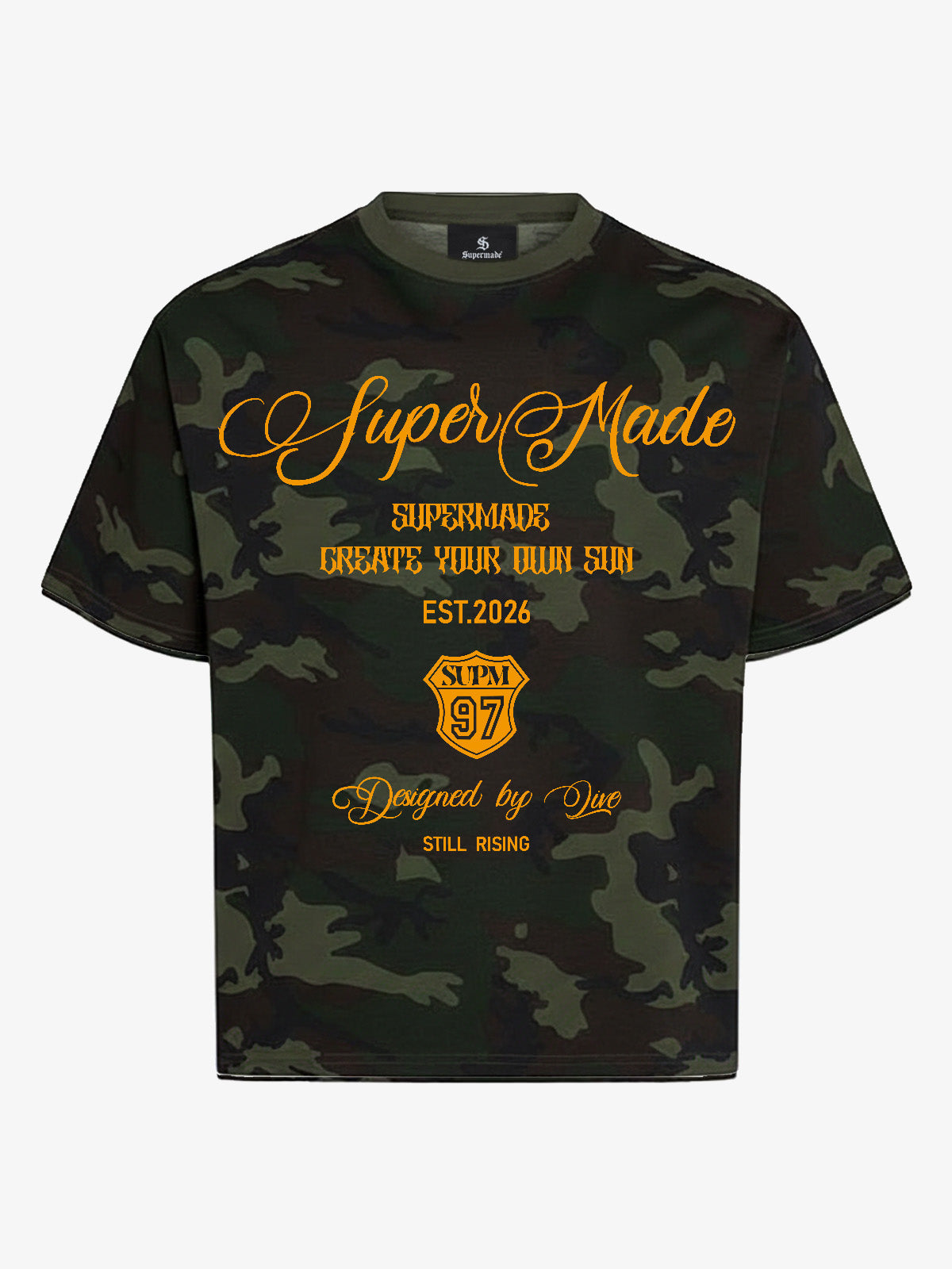 Cotton Camouflage Print T-Shirt with SuperMade Logo Design for Men and Women 