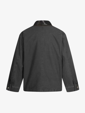 Clean Cut Leather Contrast Collar Pocket Jacket 