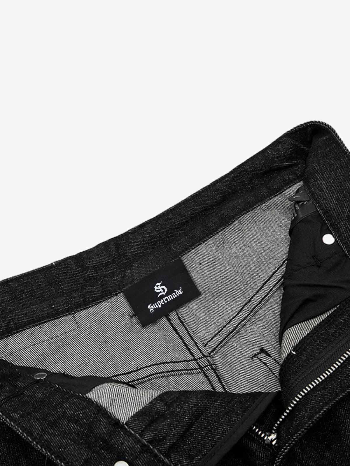 Paint Splatter Stripe Panel Barrel Jeans