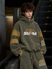 Letter Print Scorpion Terry Embroidered Hoodie & Sweatpants Set